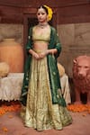 Buy_Itrh_Green Lehenga And Blouse Lampi Gota & Chanderi Embroidered Square Pushp Set _at_Aza_Fashions