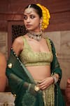 Shop_Itrh_Green Lehenga And Blouse Lampi Gota & Chanderi Embroidered Square Pushp Set _Online_at_Aza_Fashions