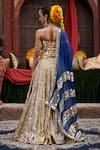 Shop_Itrh_Gold Lehenga And Blouse Lampi Gota & Chanderi Sona Color Blocked Set _at_Aza_Fashions