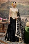 Buy_Itrh_Black Lehenga Velvet Embroidered Lampi Godet Sweetheart Surmayi Set _at_Aza_Fashions