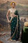 Buy_Itrh_Green Lampi Gota Embroidered Pallavita Kiran Lace Detailed Hem Saree With Blouse _at_Aza_Fashions