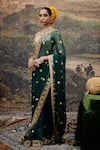 Itrh_Green Lampi Gota Embroidered Pallavita Kiran Lace Detailed Hem Saree With Blouse _Online_at_Aza_Fashions