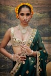 Buy_Itrh_Green Lampi Gota Embroidered Pallavita Kiran Lace Detailed Hem Saree With Blouse _Online_at_Aza_Fashions