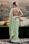 Shop_Itrh_Green Chanderi Hand Embroidered Mirror Plunge Naayaab Saree With Blouse _at_Aza_Fashions