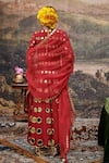 Shop_Itrh_Red Chanderi Embellished Mirror Plunge V Inara Anarkali Set _at_Aza_Fashions