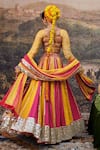 Shop_Itrh_Yellow Linen Embellished Gota Plunge V Padma Peet Color Block Lehenga Set _at_Aza_Fashions