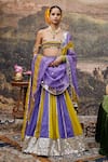 Buy_Itrh_Yellow Linen Embellished Gota Straight Hari Varn Color Block Lehenga Set _at_Aza_Fashions