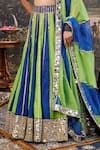 Itrh_Blue Linen Embellished Gota Sweetheart Hari Neel Color Block Lehenga Set _Online_at_Aza_Fashions