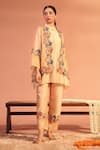 Buy_Soup by Sougat Paul_Pink Jacket Tissue Embellished Sequin Kurta Band Sadira Embroidered Set With _at_Aza_Fashions