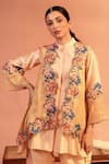 Buy_Soup by Sougat Paul_Pink Jacket Tissue Embellished Sequin Kurta Band Sadira Embroidered Set With _Online_at_Aza_Fashions