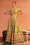 Buy_Soup by Sougat Paul_Yellow Lehenga And Blouse Malaysian Silk Printed Flower Tamaya Embroidered Set _at_Aza_Fashions