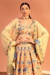 Buy_Soup by Sougat Paul_Pink Lehenga And Blouse Cotton Silk Embroidery Cutwork Leaf Sadira Floral Set _Online_at_Aza_Fashions