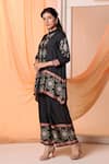 Buy_Soup by Sougat Paul_Black Chanderi Embroidery Circular Band Collar Eraya Shirt Tunic With Pant _Online_at_Aza_Fashions