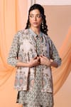 Buy_Soup by Sougat Paul_Green Kurta And Palazzo Crepe Embroidery Sequin Eraya Floral Print & Pant Set _Online_at_Aza_Fashions