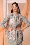 Shop_Soup by Sougat Paul_Green Kurta And Palazzo Crepe Embroidery Sequin Eraya Floral Print & Pant Set _Online_at_Aza_Fashions