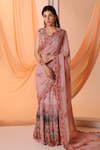 Buy_Soup by Sougat Paul_Pink Cotton Silk Embroidery Beads Aarani Floral Pre-draped Saree With Blouse _at_Aza_Fashions