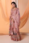 Soup by Sougat Paul_Pink Cotton Silk Embroidery Beads Aarani Floral Pre-draped Saree With Blouse _Online_at_Aza_Fashions