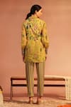 Shop_Soup by Sougat Paul_Yellow Jacket And Pant Malaysian Silk Embroidery Beads Tamaya Floral With Set _at_Aza_Fashions