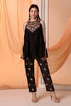 Buy_Soup by Sougat Paul_Black Top Chanderi Embroidery Beads Closed Aarani Floral Flared With Pant _at_Aza_Fashions