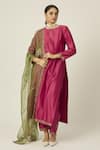 Buy_Peeli Dori_Pink Kurta And Pant Chanderi Silk Embroidered Pearl Mehafil & Sequin Set _at_Aza_Fashions