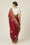 Shop_Peeli Dori_Red Silk Organza Embroidered Sequin V Neck Myra Saree With Blouse _at_Aza_Fashions