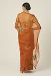 Shop_Peeli Dori_Orange Silk Organza Embroidered Sequin Paro Floral Motif Saree With Blouse _at_Aza_Fashions