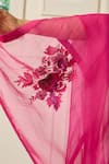 Shop_Peeli Dori_Pink Silk Organza Embroidered Sequin V Neck Aradhana Saree With Blouse _Online_at_Aza_Fashions