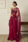 Peeli Dori_Pink Silk Organza Embroidered Resham Round Balcao Saree With Blouse _Online_at_Aza_Fashions