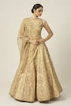 Buy_Peeli Dori_Gold Raw Silk Embroidered Zari V Neck Riwayat Lehenga Set _Online_at_Aza_Fashions