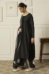 Shop_Peeli Dori_Black Chanderi Hand Embroidered Thread U-neck Reet Kurta Pant Set _Online_at_Aza_Fashions