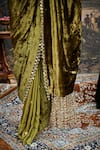 Shop_Itrh_Green Lampi Gota And Chanderi Embroidery Mirror Rang-e-mehfil Saree With Blouse _Online_at_Aza_Fashions