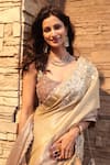 Nikita Vishakha_Silver Tissue Embroidered Mirror Scoop Double Hued Saree With Blouse _Online