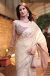 Buy_Nikita Vishakha_Silver Tissue Embroidered Mirror Scoop Double Hued Saree With Blouse _Online