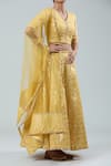 Nitya Bajaj_Yellow Woven Floral Flower Lehenga Set _at_Aza_Fashions