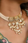 Namasya_White Mother Of Pearl Noor Embellished Choker Set _Online_at_Aza_Fashions