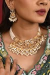 Buy_Namasya_Gold Plated Mother Of Pearl Folklore Embellished Choker Set _at_Aza_Fashions