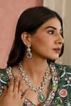 Buy_Namasya_Green Moissanite Stone Embellished Necklace Set _at_Aza_Fashions