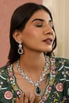 Buy_Namasya_Green Moissanite Stone Teardrop Embellished Necklace Set _at_Aza_Fashions