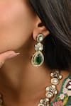 Namasya_Green Moissanite Stone Teardrop Embellished Necklace Set _Online_at_Aza_Fashions