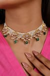 Namasya_Green Kundan Padma Floret Embellished Choker Set _Online_at_Aza_Fashions