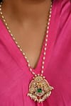 Namasya_Pink Kundan Elephanta Embellished Long Necklace Set _Online_at_Aza_Fashions