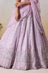 Mirroir_Purple Pure Organza Floral Vine Sequin Embellished Bridal Lehenga Set _Online_at_Aza_Fashions