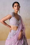 Shop_Mirroir_Purple Pure Organza Floral Vine Sequin Embellished Bridal Lehenga Set _Online_at_Aza_Fashions