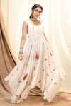 Buy_Aaryaa By Kashveen Kohli_White Mul Thread And Sequin Scoop Neck Floral Embroidered Anarkali 