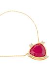 Isharya_Red Ruby Mirros Pendant Necklace_Online_at_Aza_Fashions
