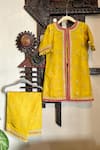 Buy_Rage Attire-Sweta Saria_Yellow Bamberg Silk Embroidered Patti Open Jacket Kurta And Pant Set _at_Aza_Fashions