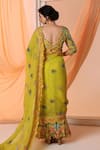 Shop_Soup by Sougat Paul_Yellow Blouse Cotton Silk Embroidery Aarani Floral Print Pre-draped Saree With _at_Aza_Fashions