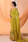 Buy_Soup by Sougat Paul_Yellow Blouse Cotton Silk Embroidery Aarani Floral Print Pre-draped Saree With _Online_at_Aza_Fashions