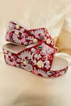 Buy_Rajasthani Stuff_Red Zardozi Ahimsa Embroidered Wedges _at_Aza_Fashions