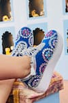 Shop_Rajasthani Stuff_Blue Mirror Helly Embroidered Sneakers _at_Aza_Fashions